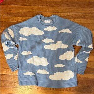 ASOS  Blue Sweater with White Cloud Pattern M